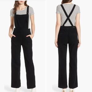 Ag Adriano Goldschmied Gwendolyn Corduroy Overalls in Sulfur Black